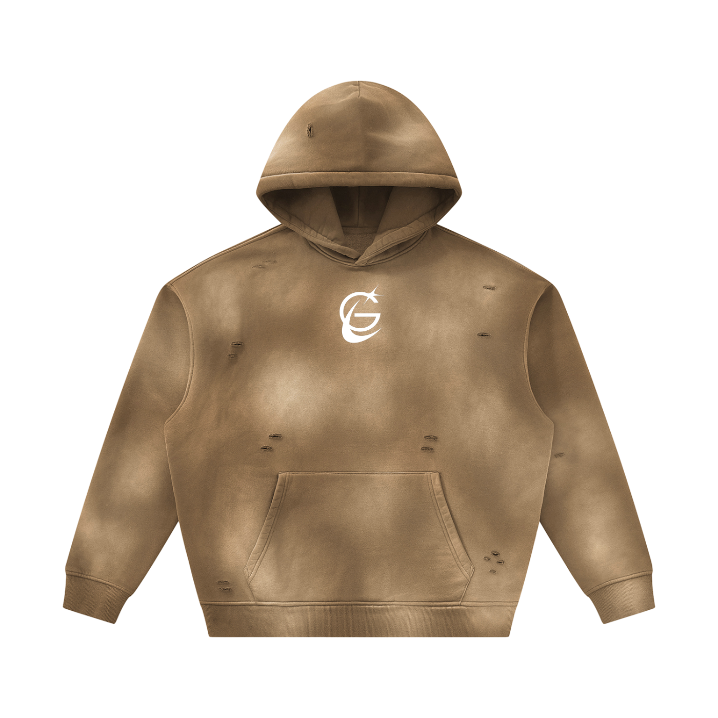 GAFAUDI Unisex Sunfade Frayed Fleece Hoodie