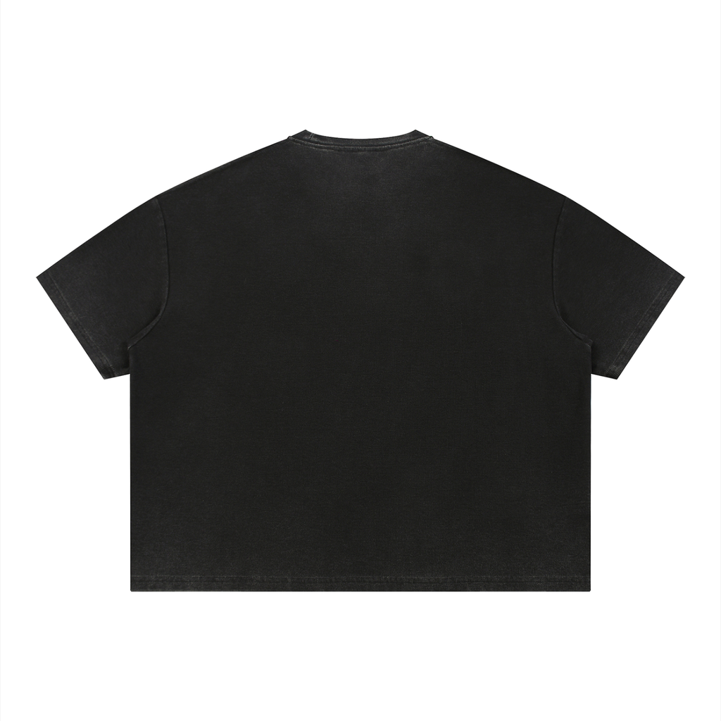 GAFAUDI Unisex Vintage Wash Sunfade Boxy Waffle T-Shirt