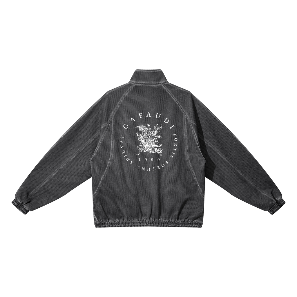 GAFAUDI Unisex Vintage Wash Full Zip Mesh Jacket