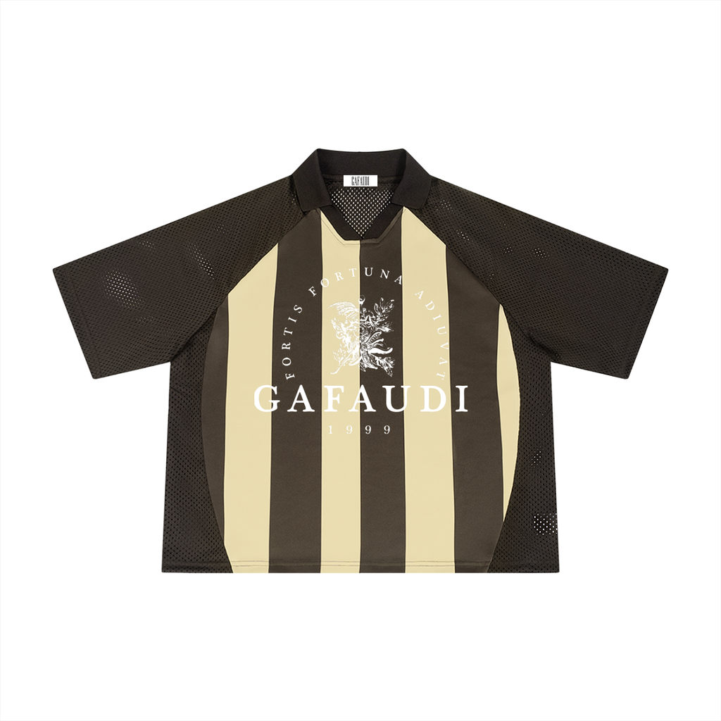 GAFAUDI Unisex Striped Mesh Boxy Soccer Jersey