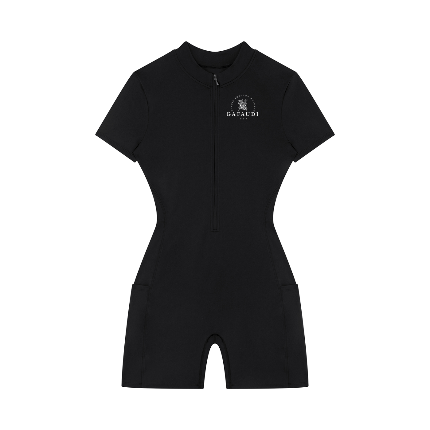 GAFAUDI Women's Quarter-Zip Short Sleeve Romper