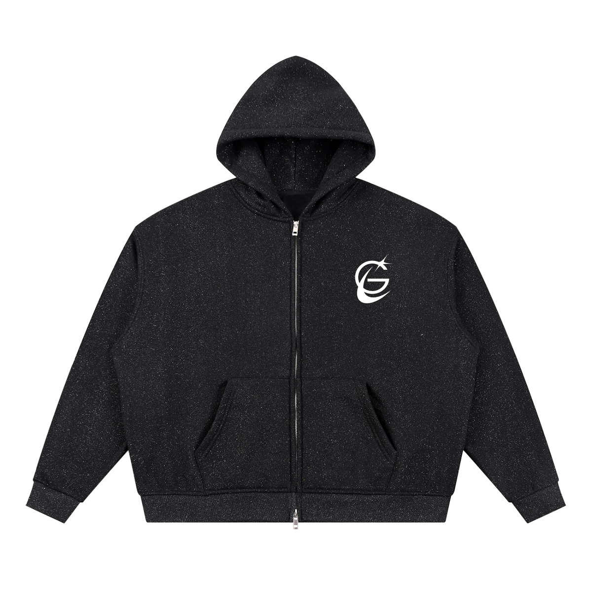 GAFAUDI Unisex Sparkles Full Zip Boxy Hoodie