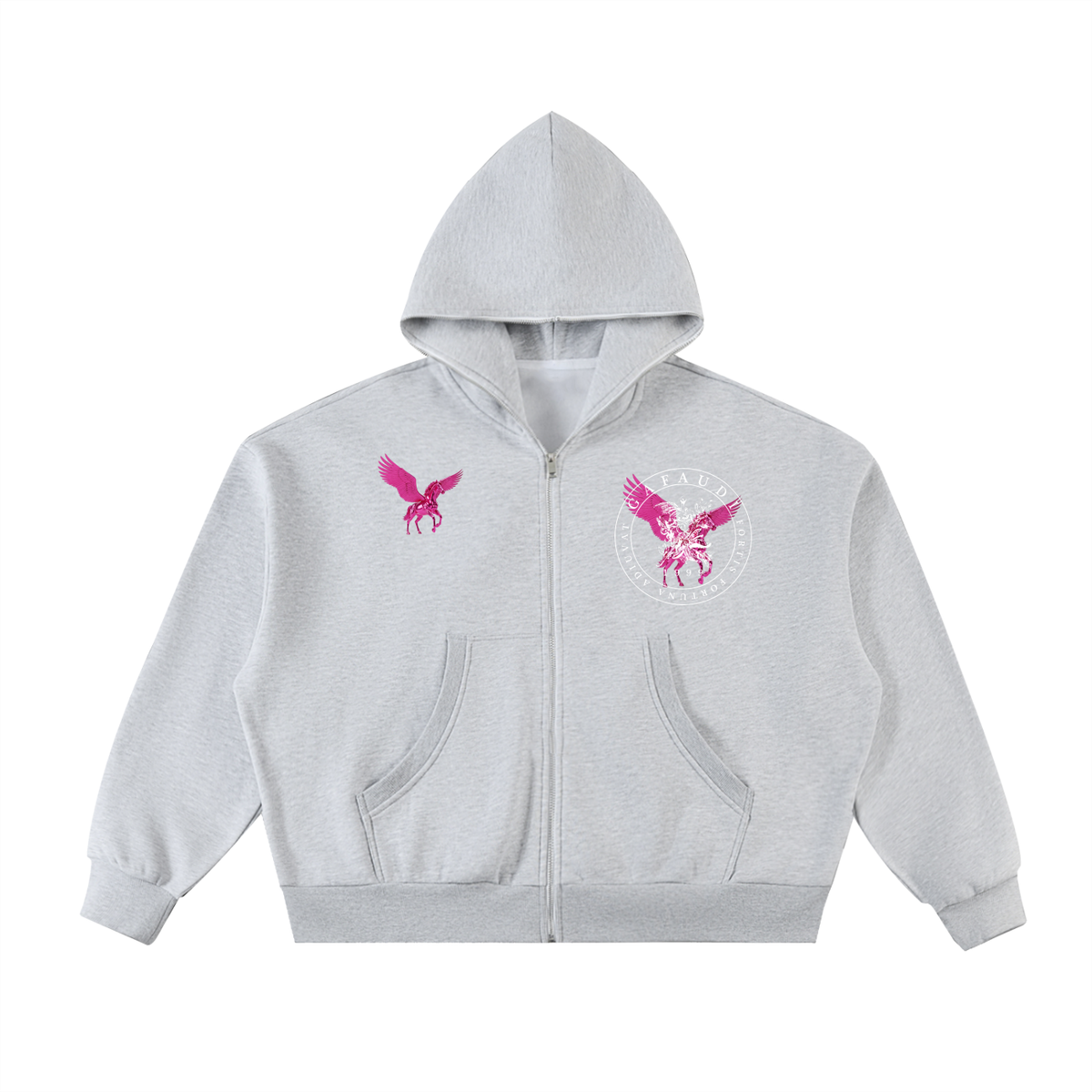 GAFAUDI ASCENSION - 'ROSA DIVINA' Fleeced Full-Zip Boxy Hoodie