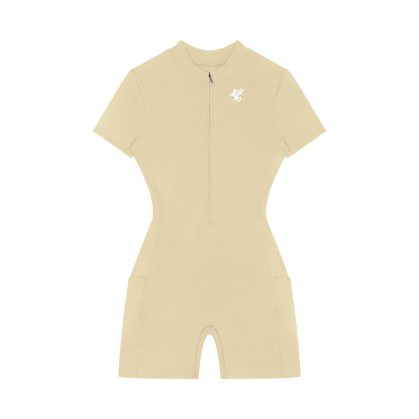 GAFAUDI Women's Quarter-Zip Short Sleeve Romper