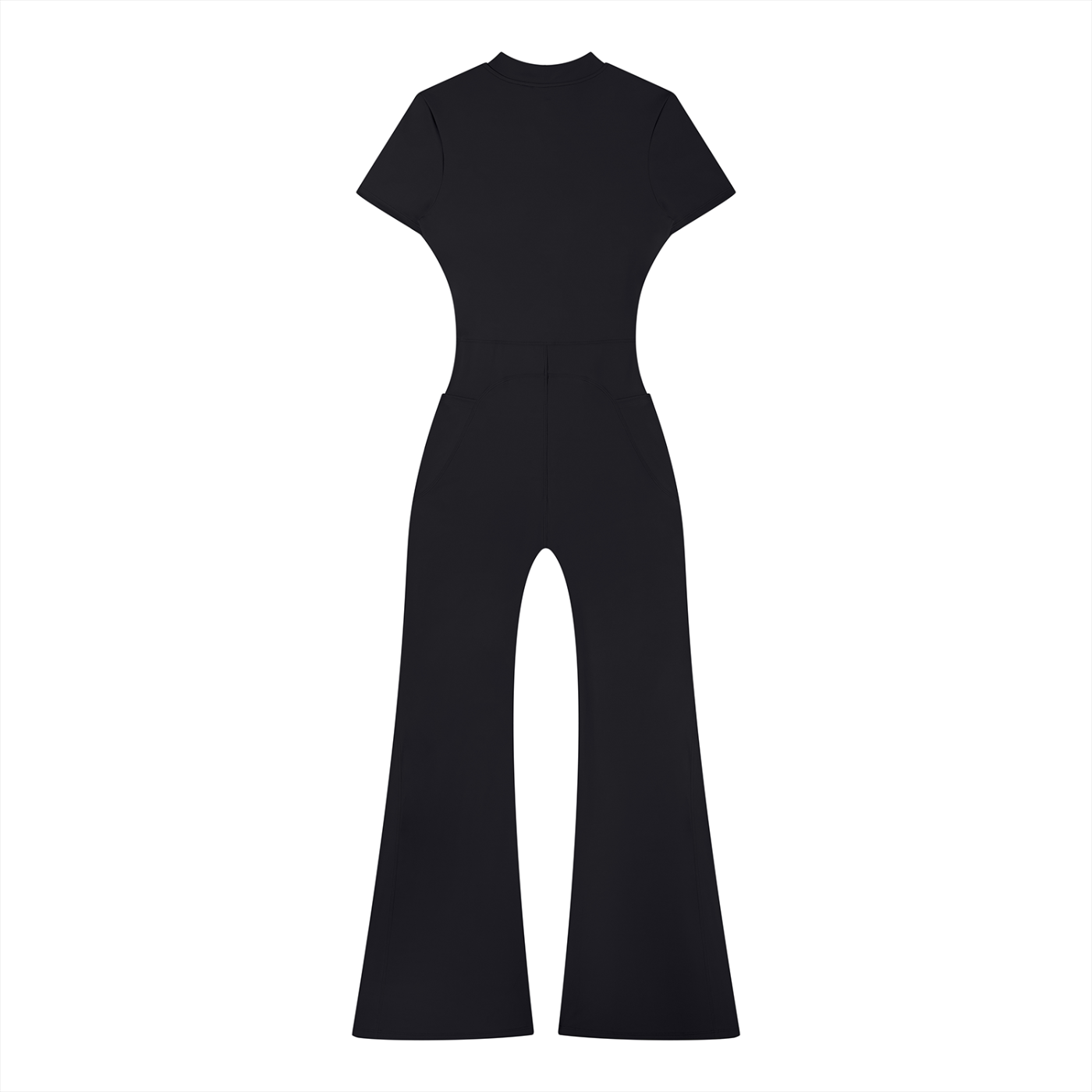 GAFAUDI Women’s Tight Flared Leg Quarter-Zip Jumpsuit