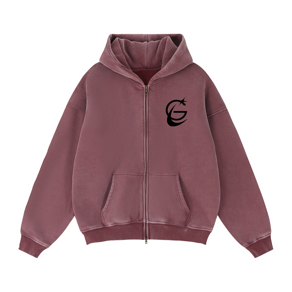 GAFAUDI Zip-Through Boxy Fleece Hoodie