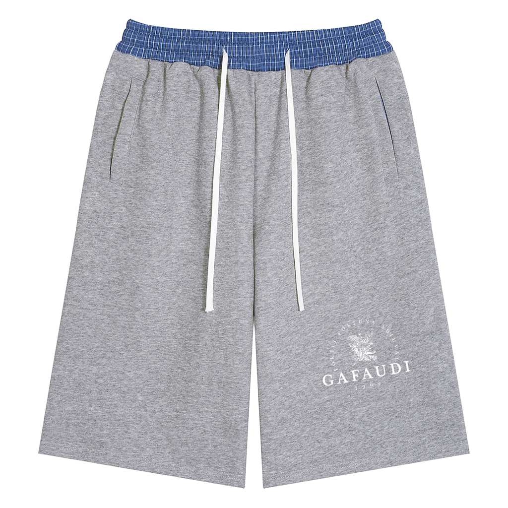 GAFAUDI Unisex Plaid Waistband Shorts