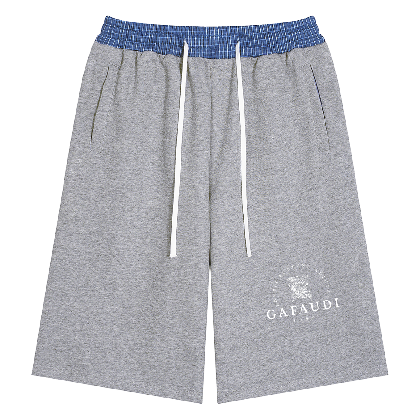 GAFAUDI Unisex Plaid Waistband Shorts