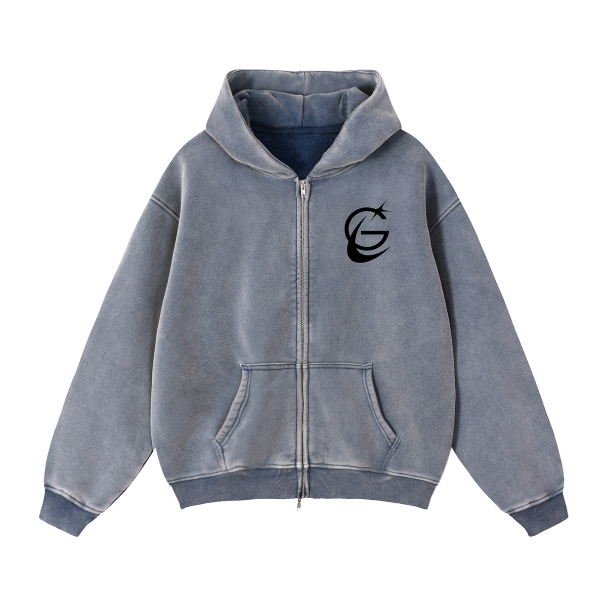 GAFAUDI Zip-Through Boxy Fleece Hoodie