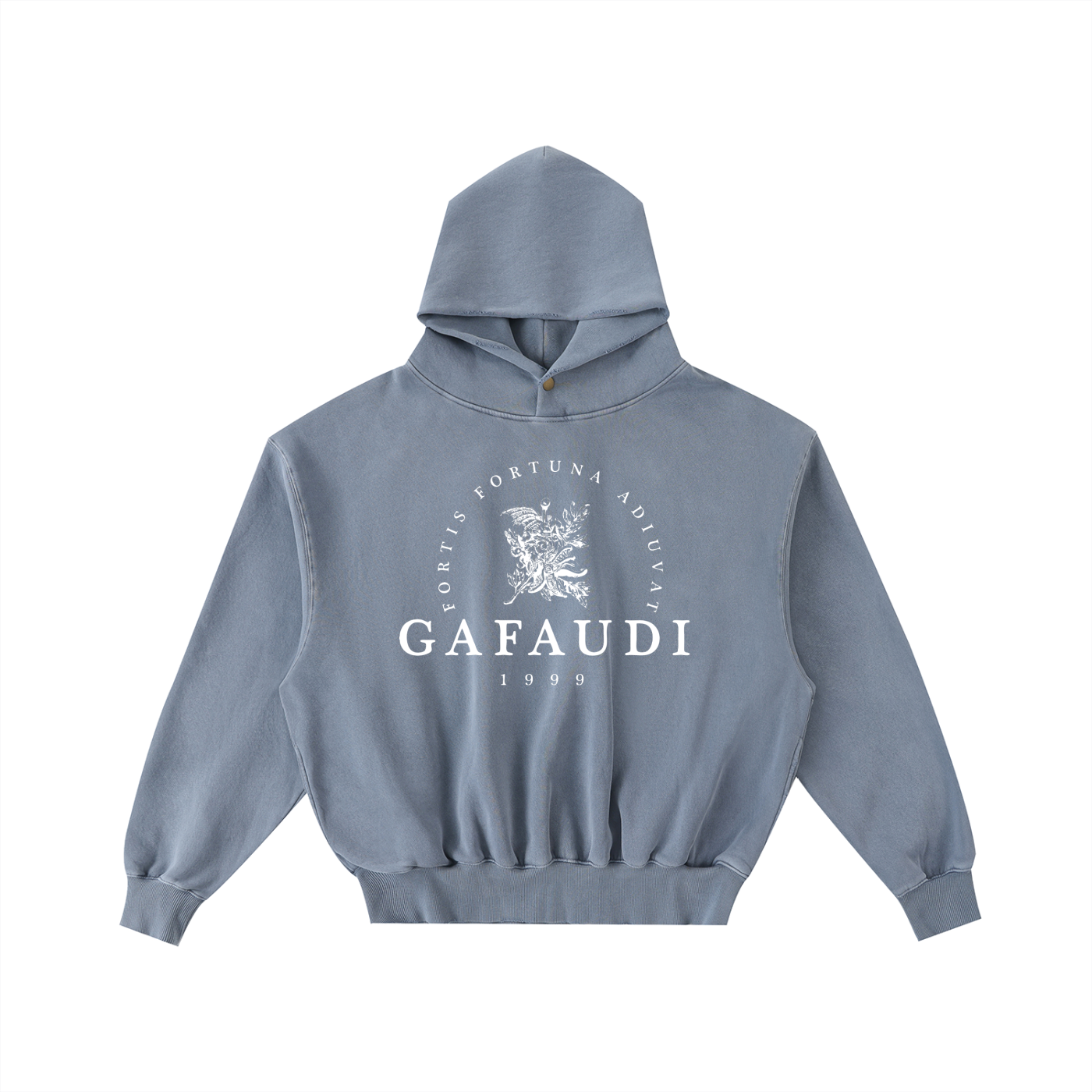 GAFAUDI Frayed Enzyme Washed Fleece Hoodie