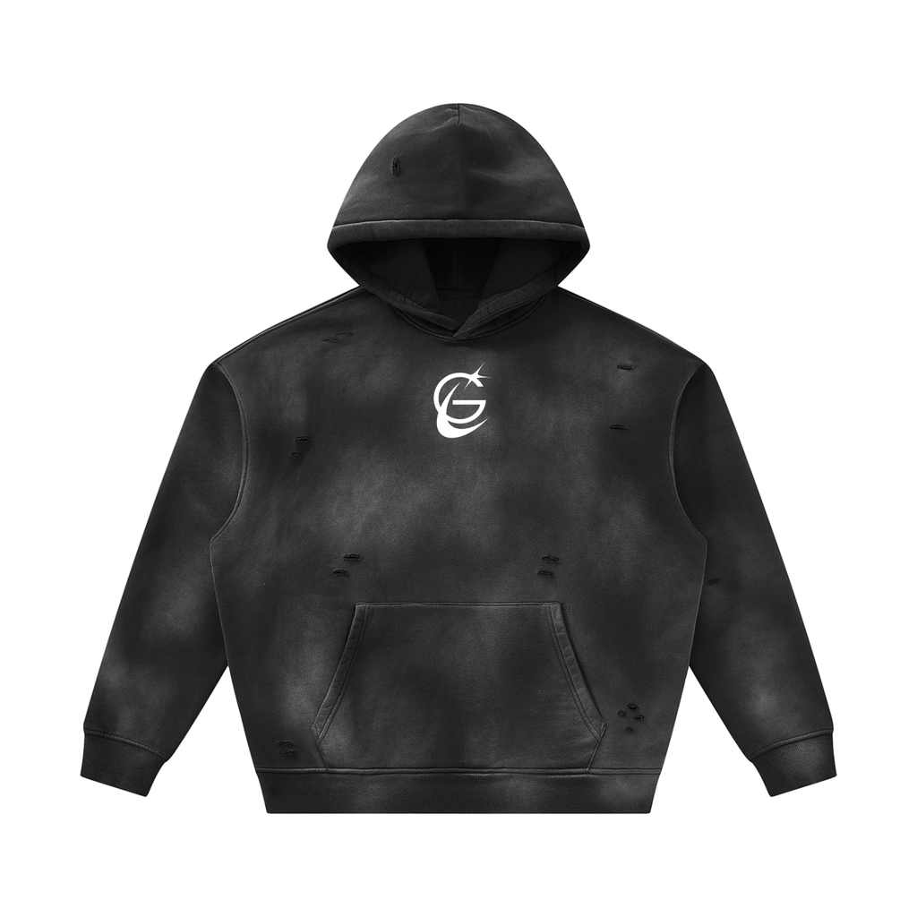 GAFAUDI Unisex Sunfade Frayed Fleece Hoodie