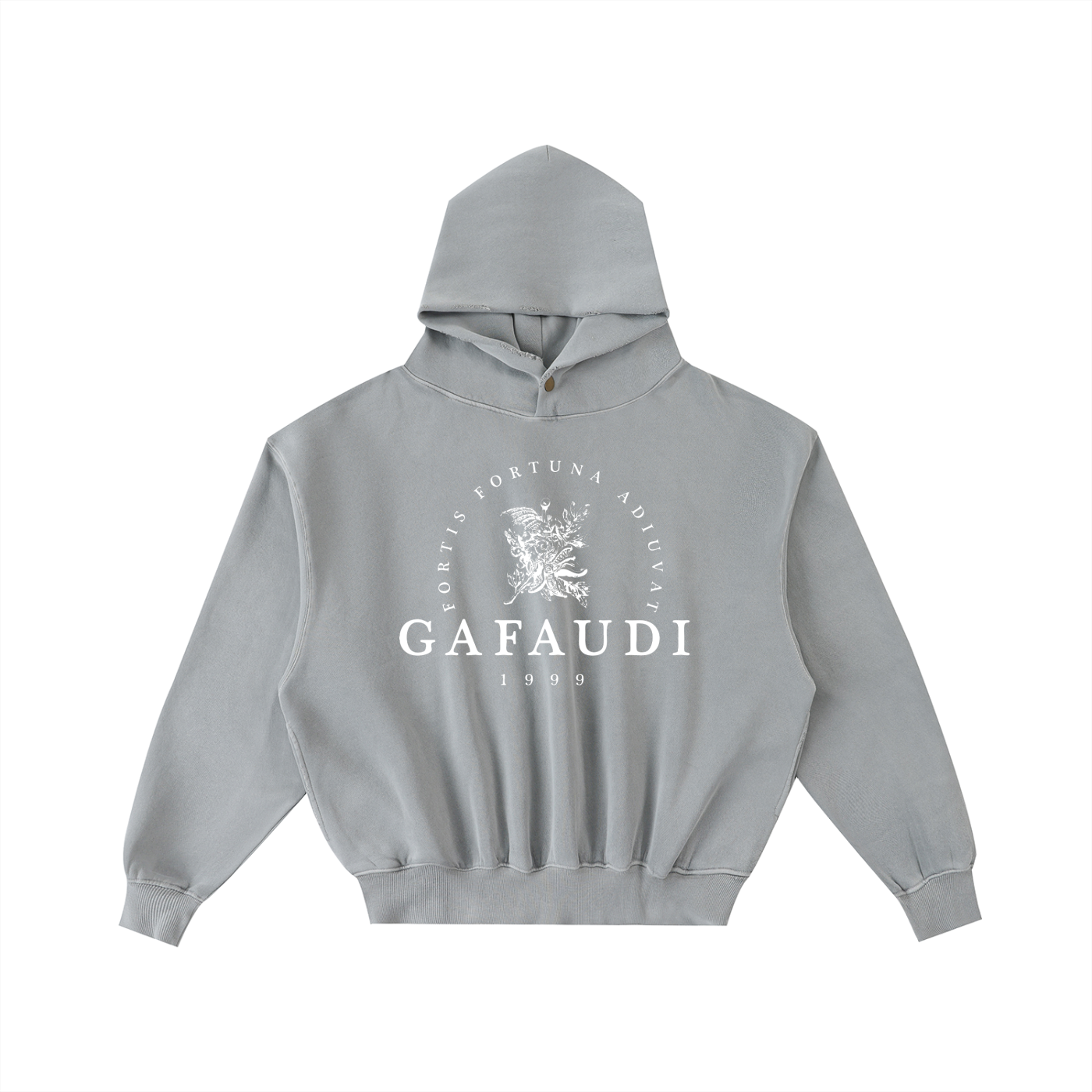GAFAUDI Frayed Enzyme Washed Fleece Hoodie