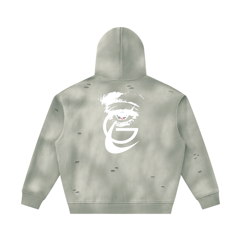 GAFAUDI Unisex Sunfade Frayed Fleece Hoodie