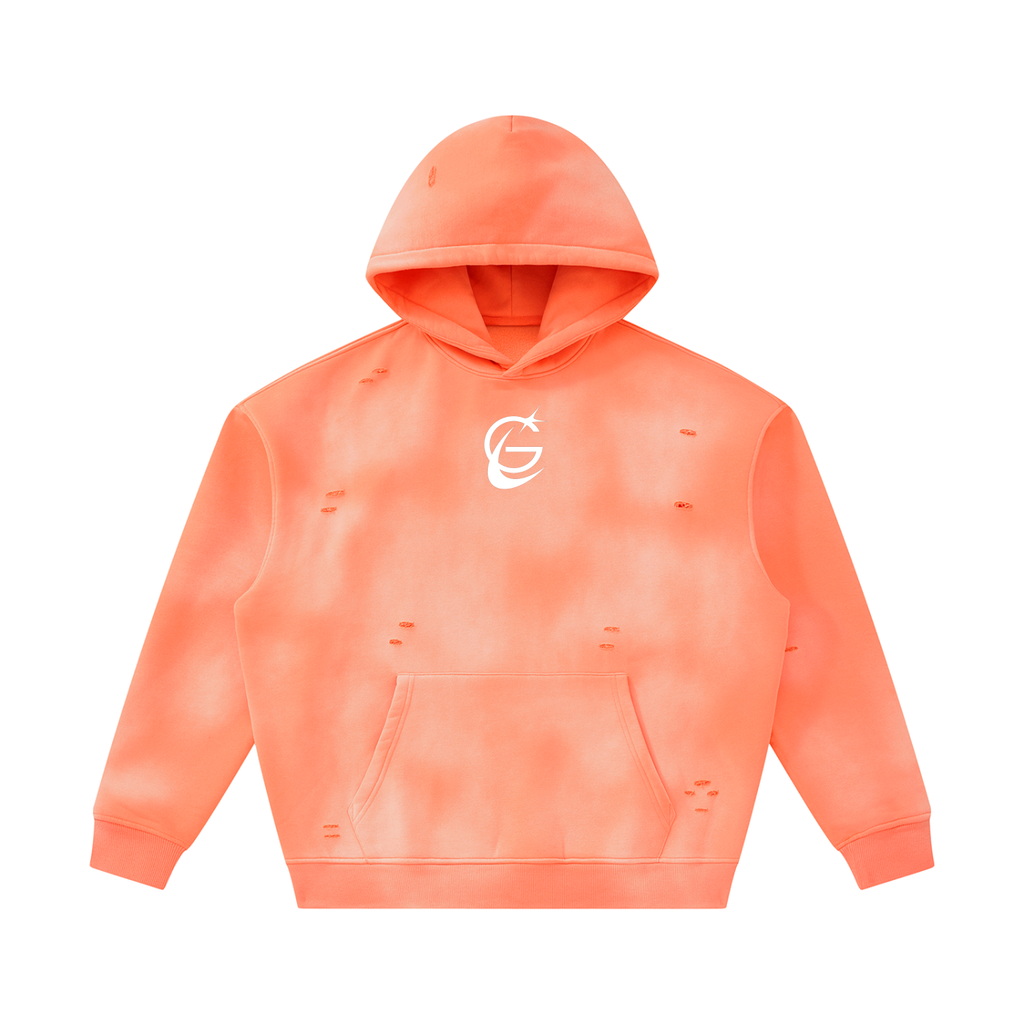 GAFAUDI Unisex Sunfade Frayed Fleece Hoodie