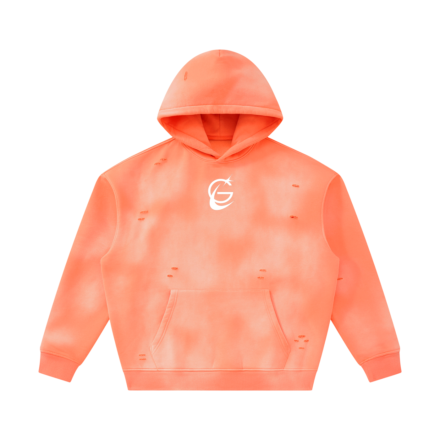 GAFAUDI Unisex Sunfade Frayed Fleece Hoodie
