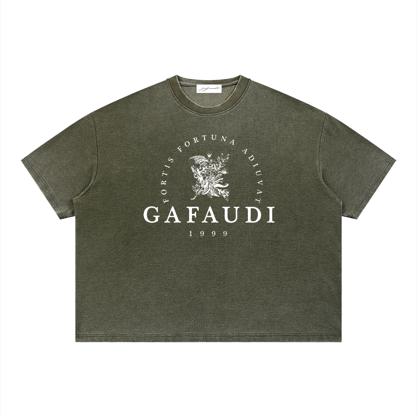 GAFAUDI Unisex Vintage Wash Sunfade Boxy Waffle T-Shirt