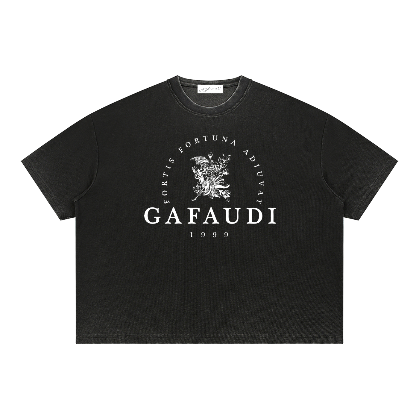 GAFAUDI Unisex Vintage Wash Sunfade Boxy Waffle T-Shirt