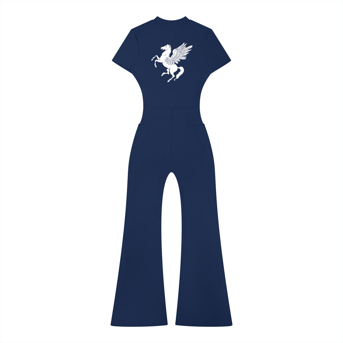 GAFAUDI Women’s Tight Flared Leg Quarter-Zip Jumpsuit