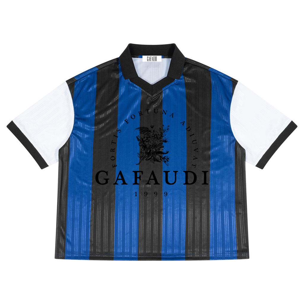 GAFAUDI Unisex Boxy Striped Collared Soccer Jersey