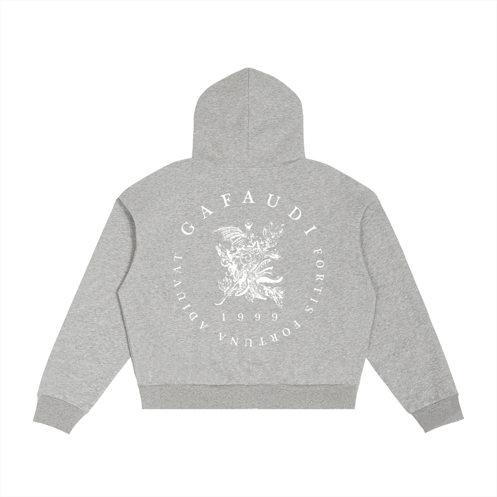 GAFAUDI Contrast Plaid Boxy Zip Hoodie