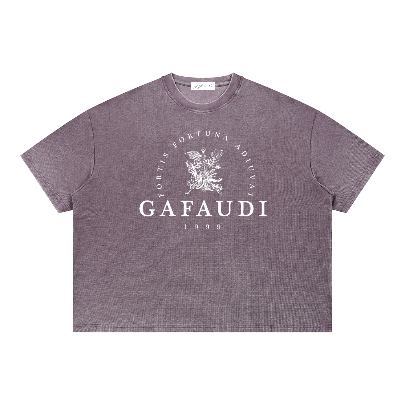 GAFAUDI Unisex Vintage Wash Sunfade Boxy Waffle T-Shirt