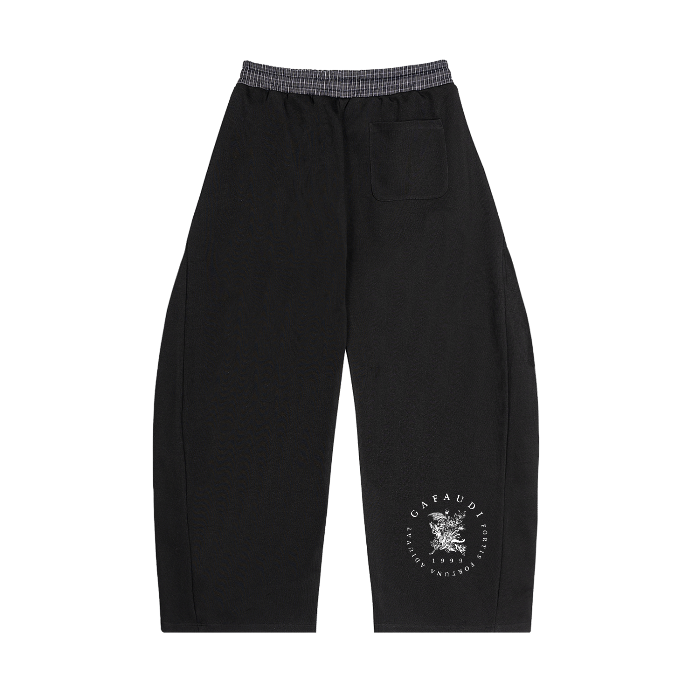 GAFAUDI Plaid Waistband Barrel Sweatpants