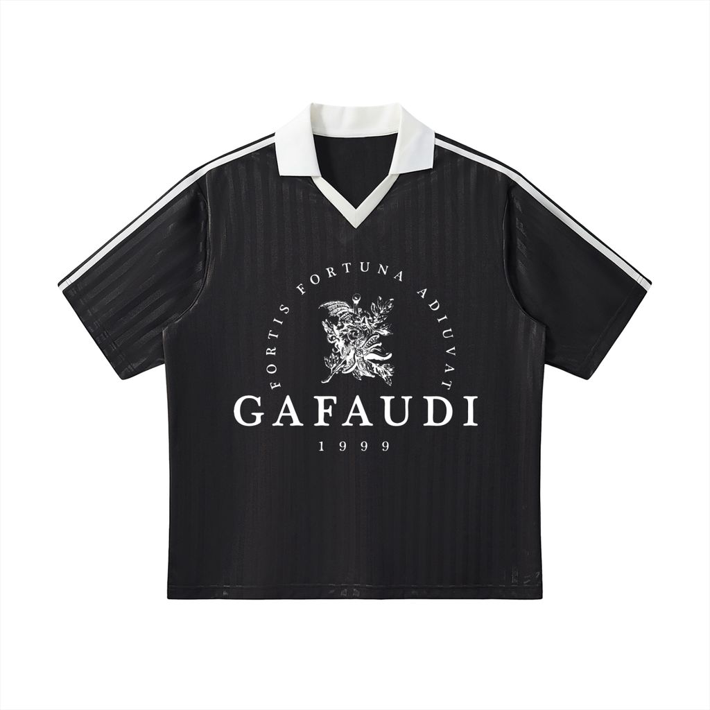 GAFAUDI Contrast Collar Striped Soccer Jersey