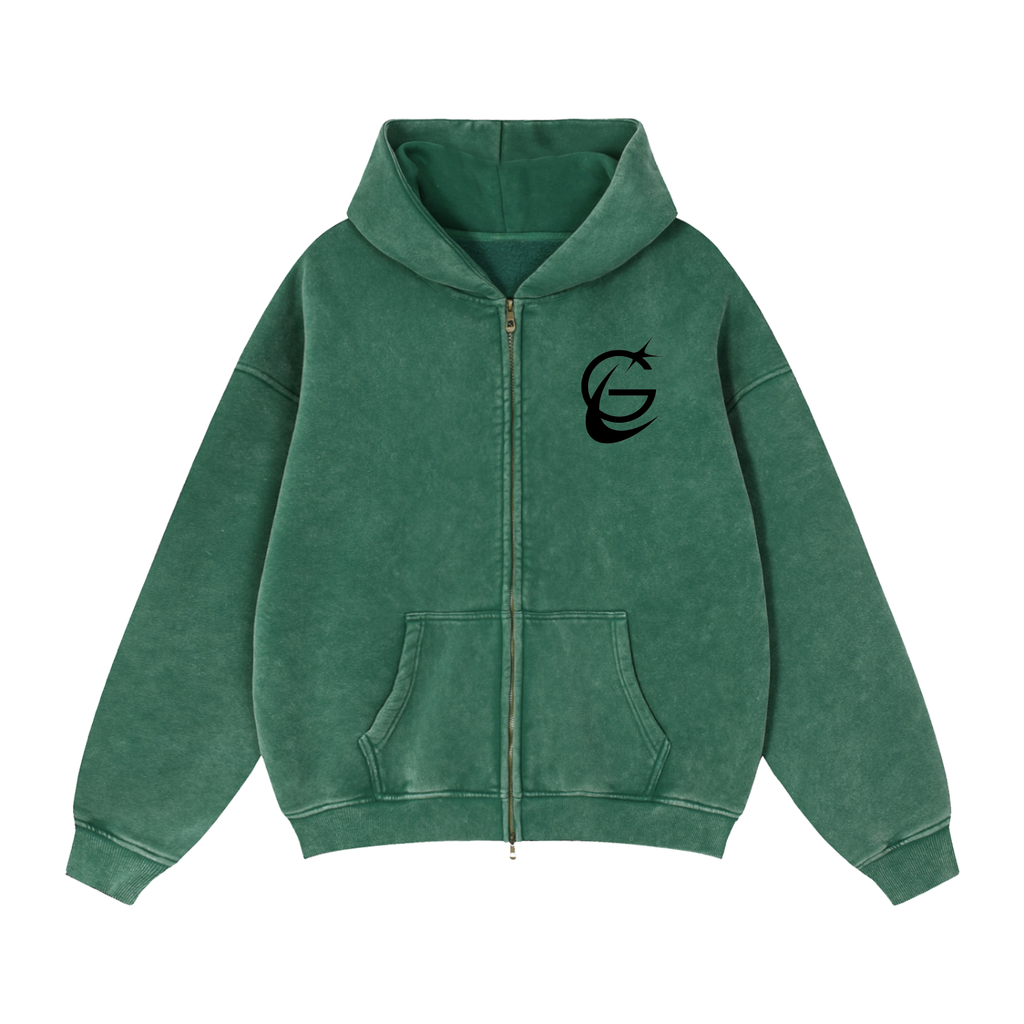 GAFAUDI Zip-Through Boxy Fleece Hoodie