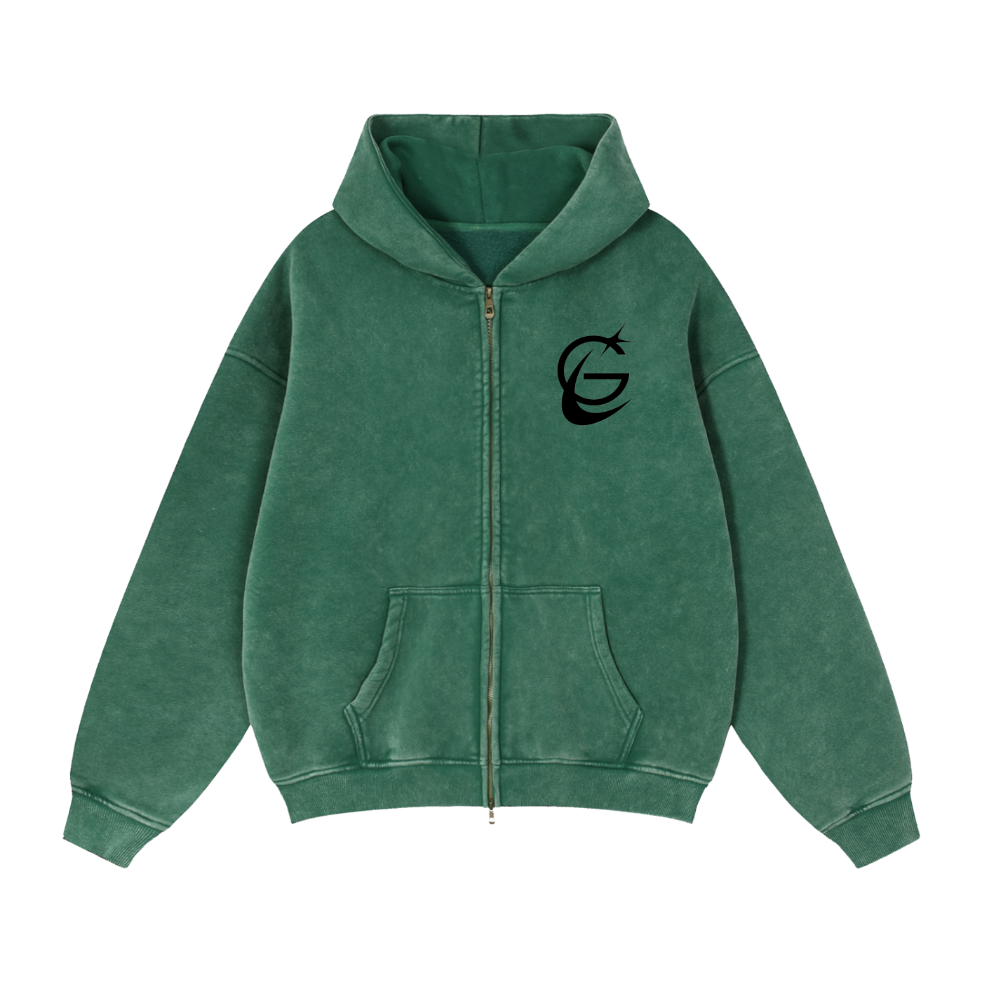 GAFAUDI Zip-Through Boxy Fleece Hoodie