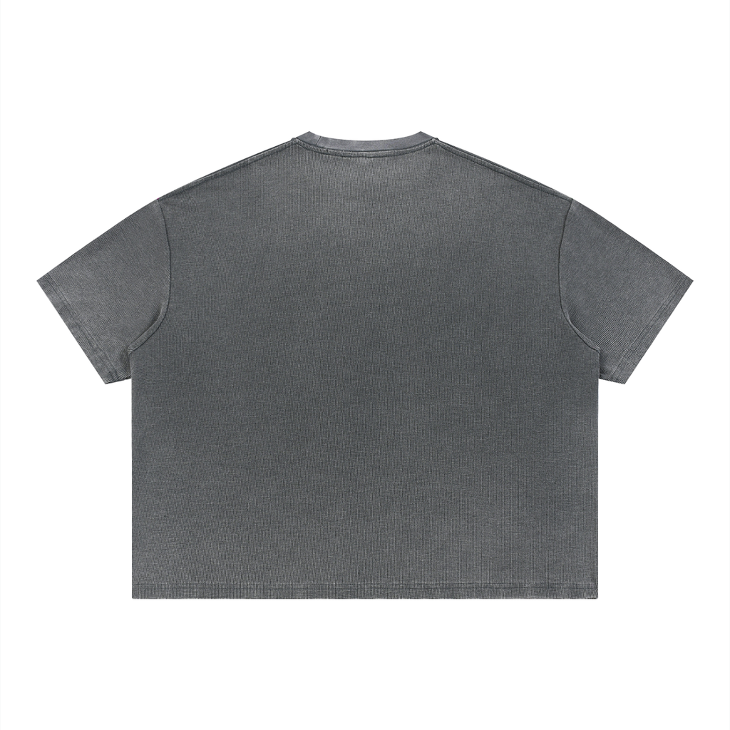 GAFAUDI Unisex Vintage Wash Sunfade Boxy Waffle T-Shirt