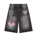 GAFAUDI Men’s Vintage Wash Wide Leg Denim Shorts