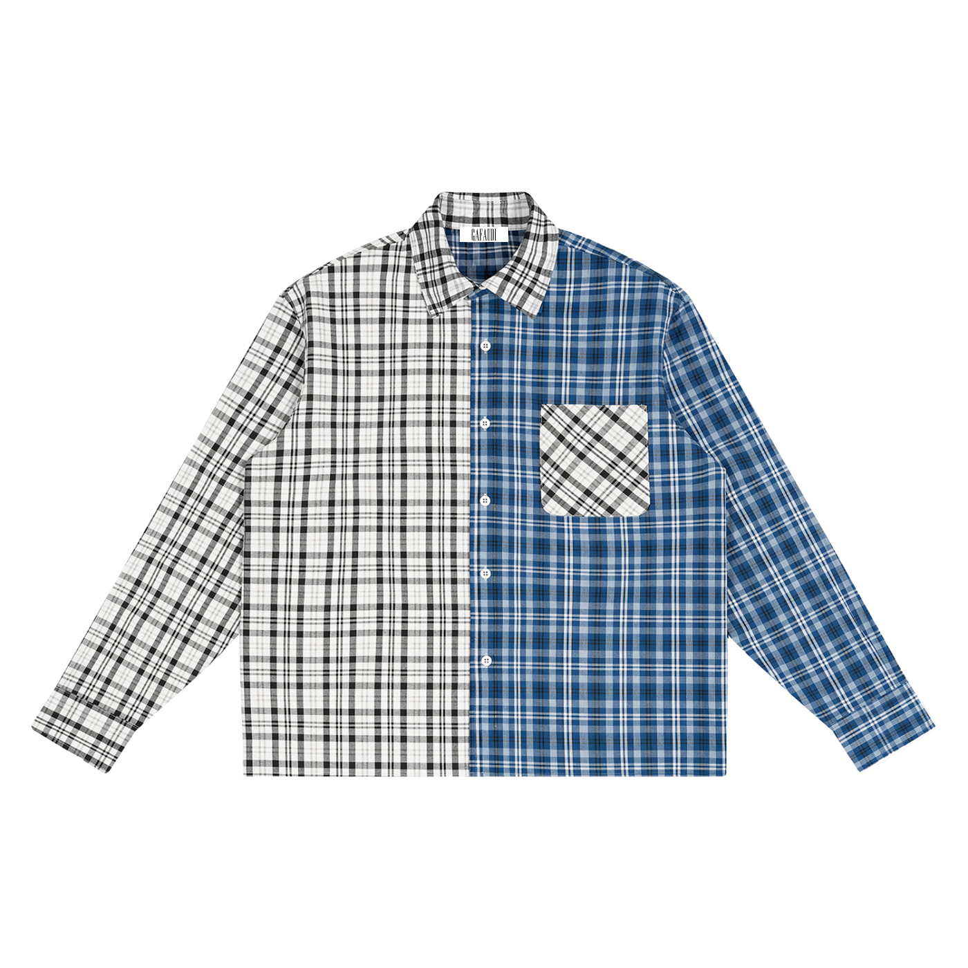 GAFAUDI Unisex Oversized Plaid Color Block Shirt