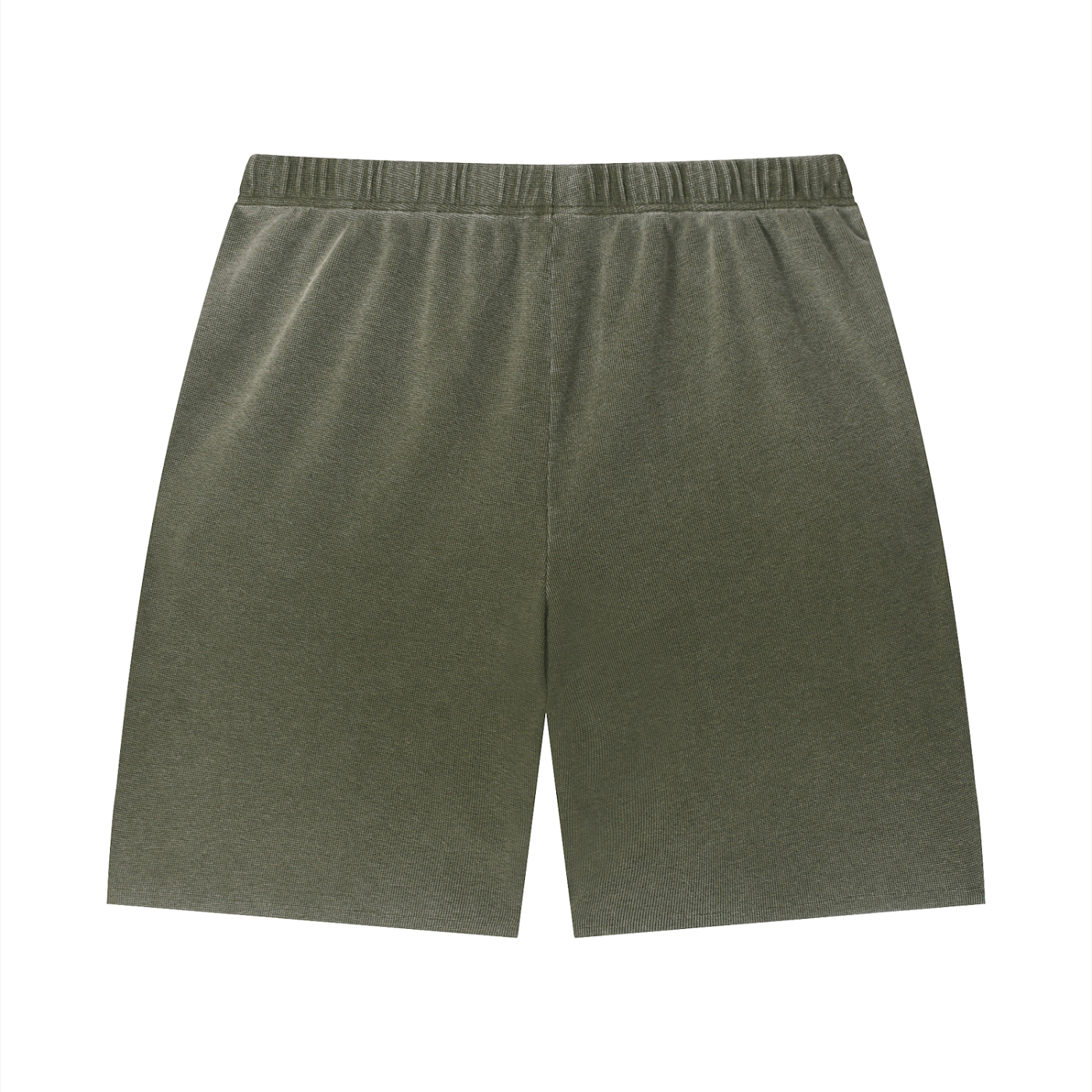 GAFAUDI Unisex Vintage Wash Sunfade Waffle Raw Hem Shorts