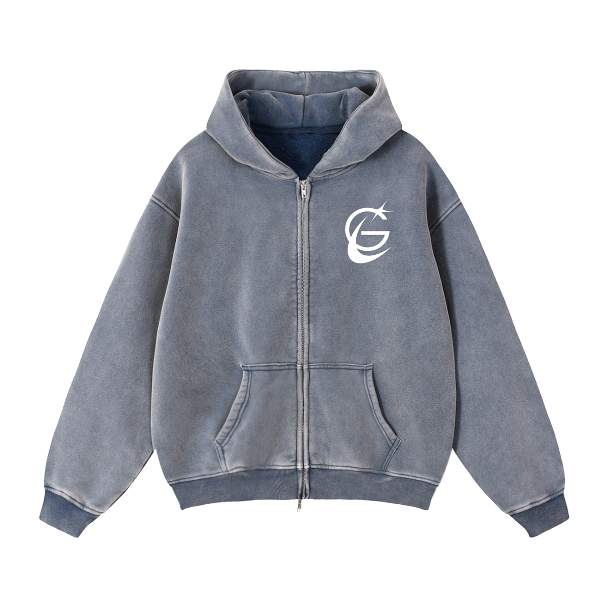 GAFAUDI Zip-Through Boxy Fleece Hoodie