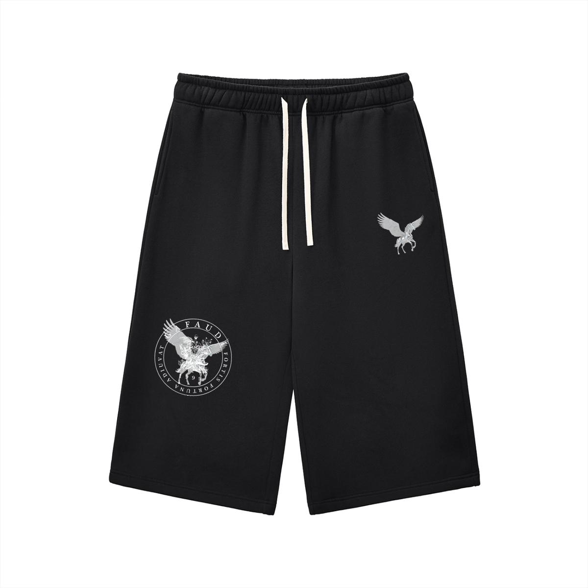 GAFAUDI ASCENSION - ARGENTÉ Relaxed Drawstring Three-quarter Sweatpants