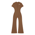 GAFAUDI Women’s Tight Flared Leg Quarter-Zip Jumpsuit