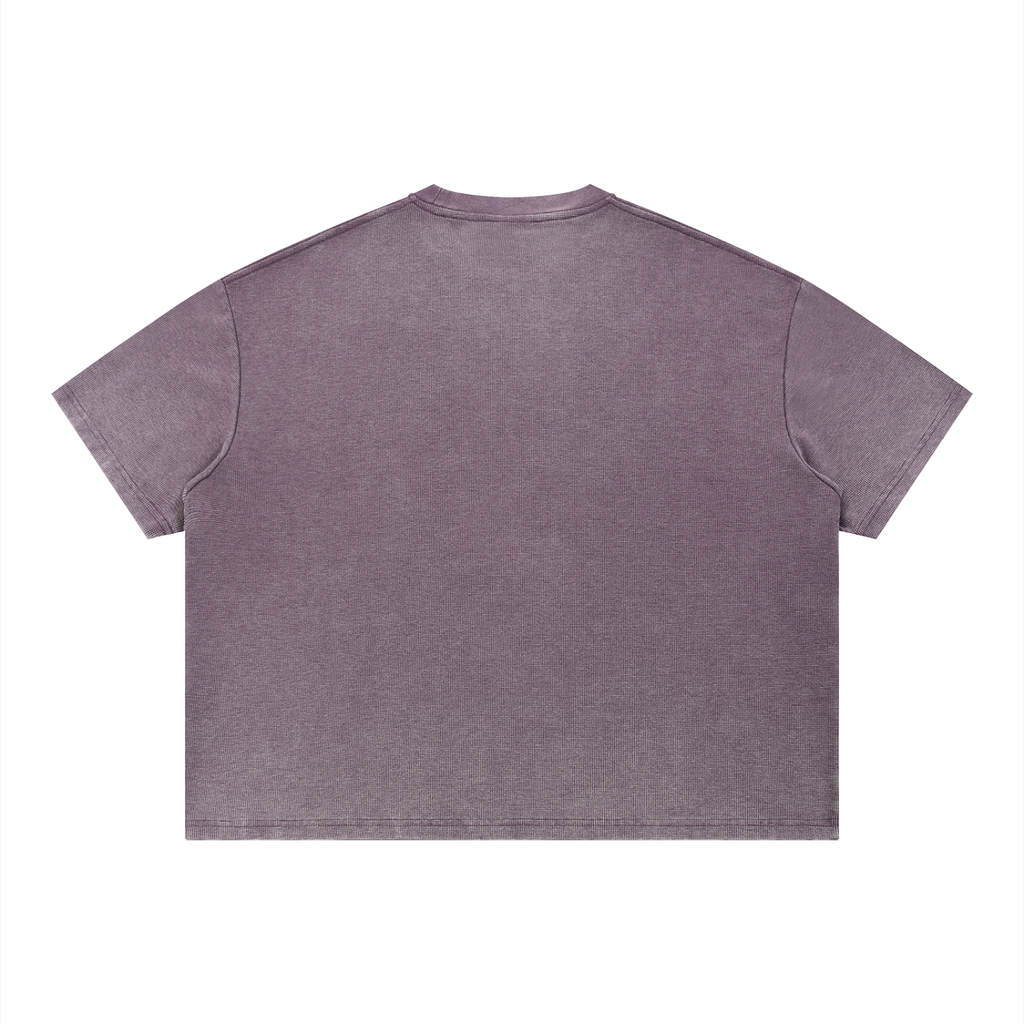 GAFAUDI Unisex Vintage Wash Sunfade Boxy Waffle T-Shirt