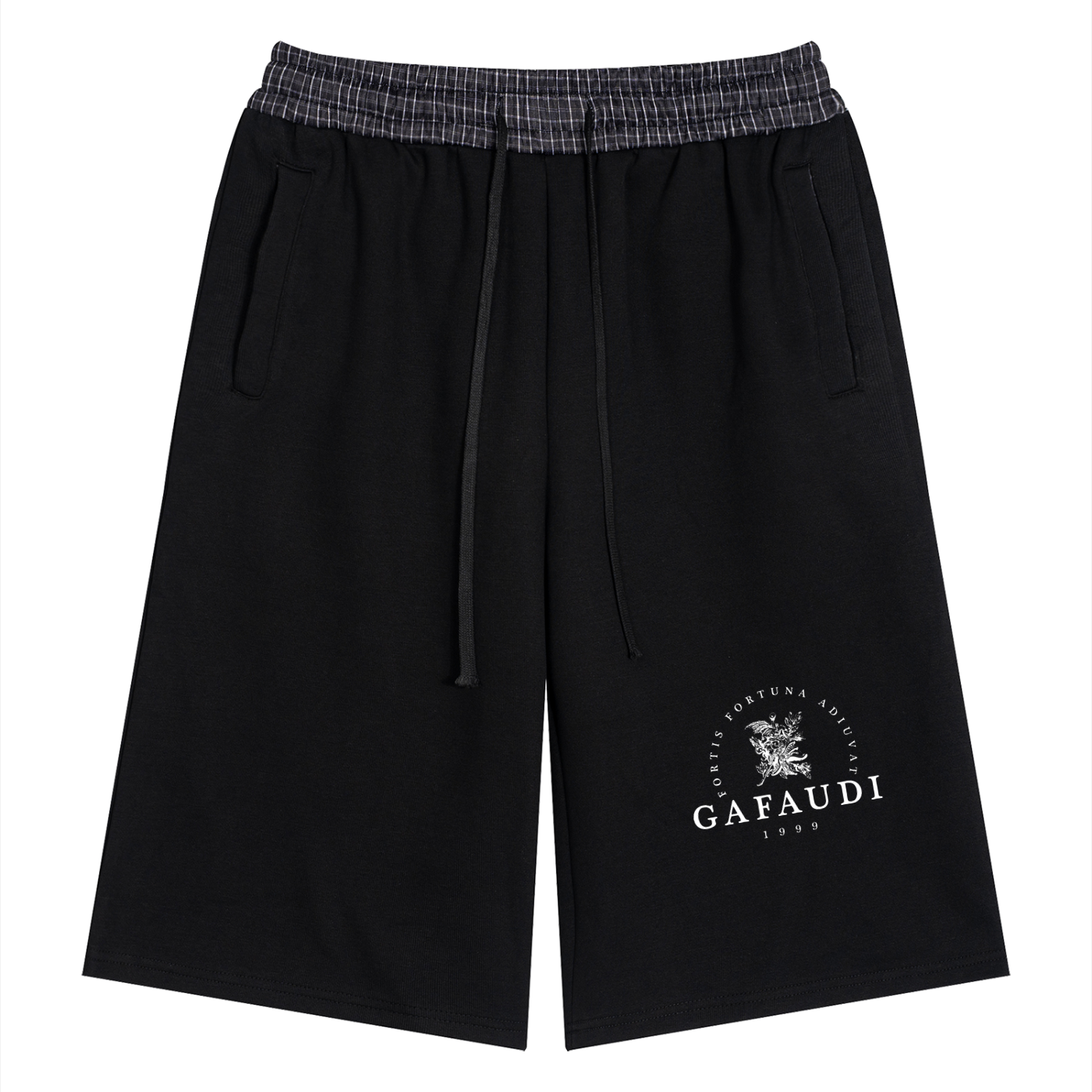 GAFAUDI Unisex Plaid Waistband Shorts