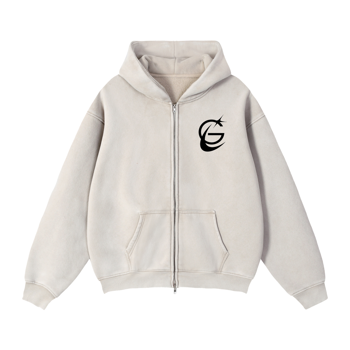 GAFAUDI Zip-Through Boxy Fleece Hoodie