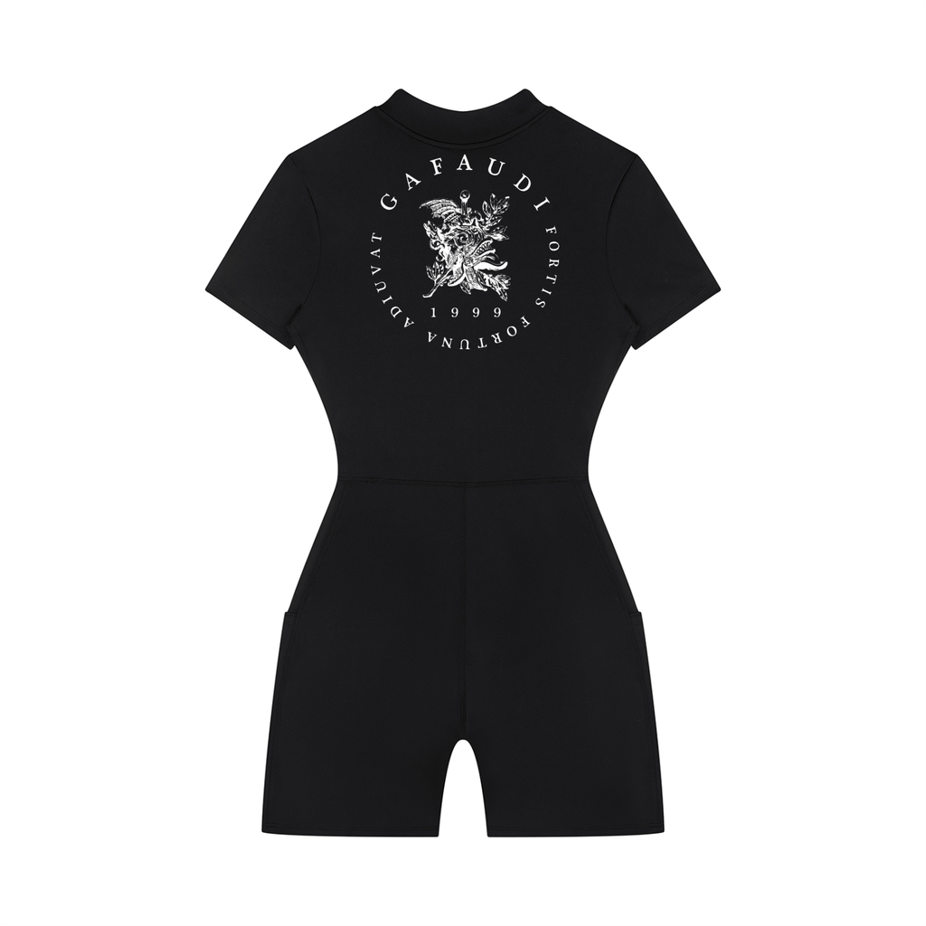 GAFAUDI Women's Quarter-Zip Short Sleeve Romper