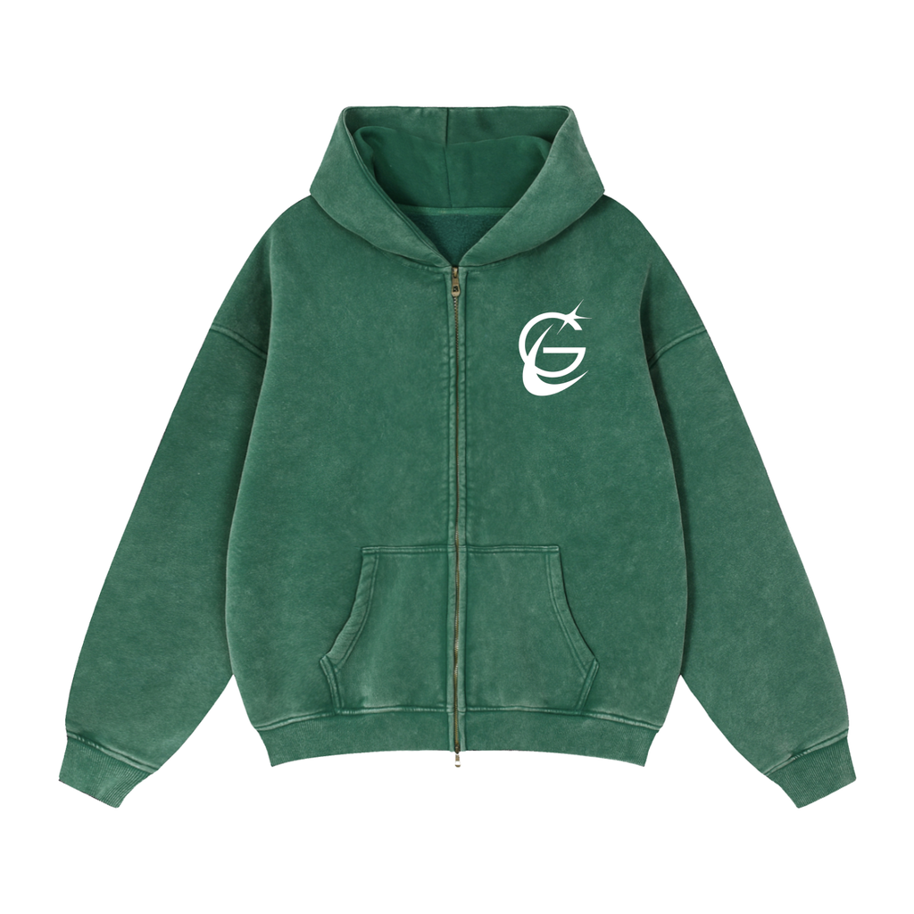 GAFAUDI Zip-Through Boxy Fleece Hoodie