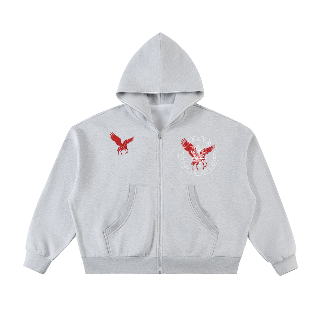 Fleeced Full-Zip Boxy Hoodie