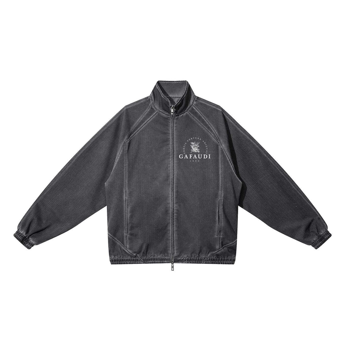 GAFAUDI Unisex Vintage Wash Full Zip Mesh Jacket