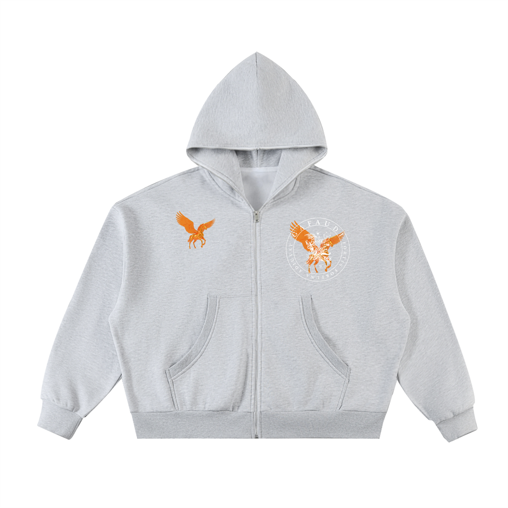 Fleeced Full-Zip Boxy Hoodie