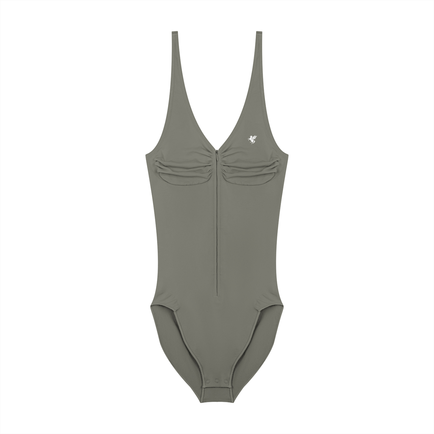 GAFAUDI Women’s Full-Zip Ruched Bodysuit