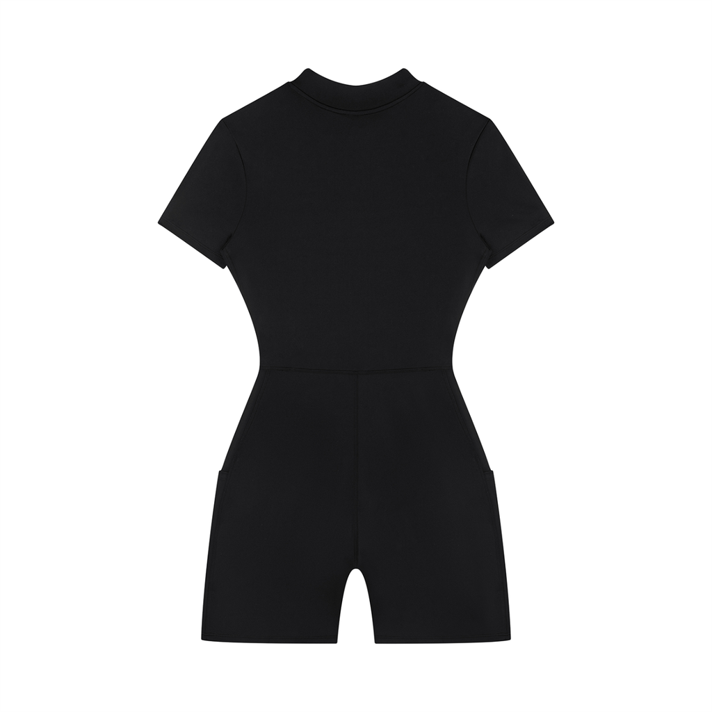 GAFAUDI Women's Quarter-Zip Short Sleeve Romper