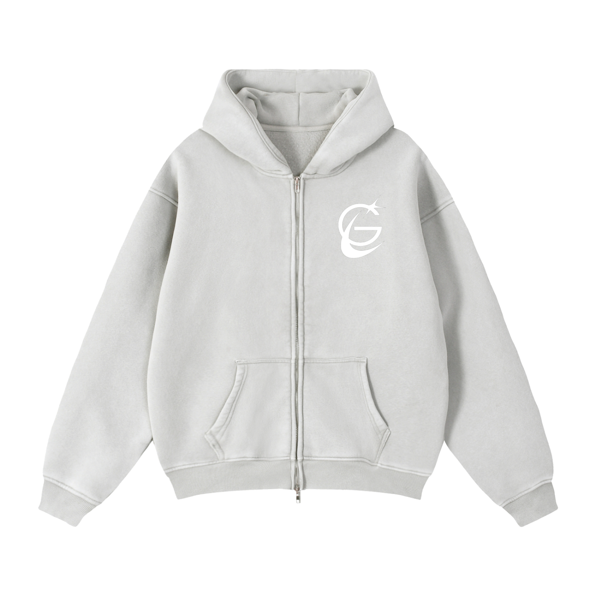GAFAUDI Zip-Through Boxy Fleece Hoodie