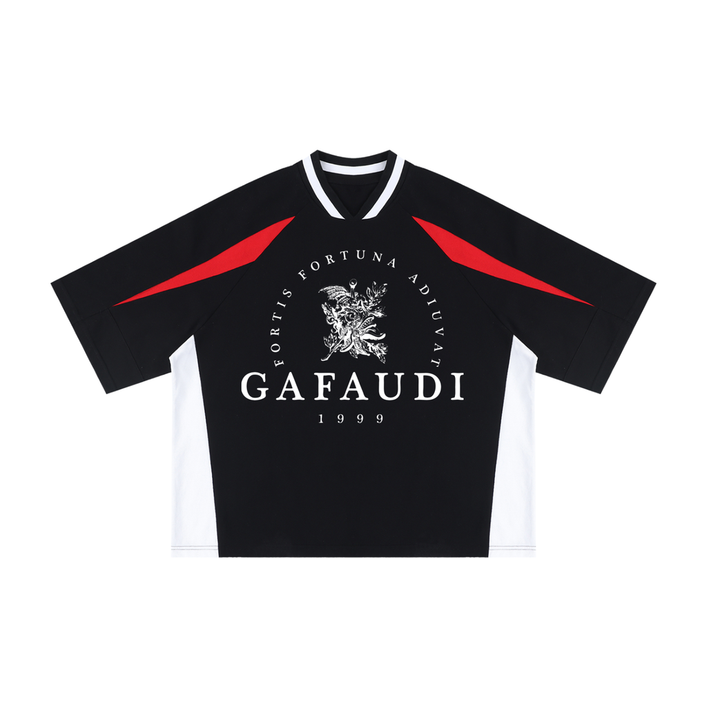 GAFAUDI Unisex Oversized Color Block V-Neck T-Shirt
