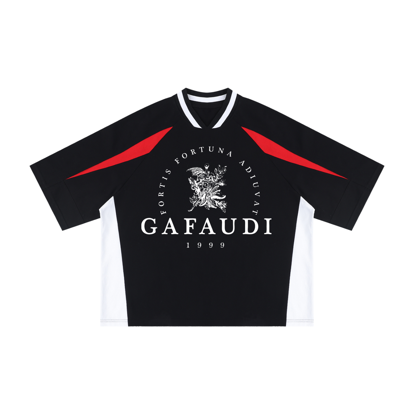 GAFAUDI Unisex Oversized Color Block V-Neck T-Shirt