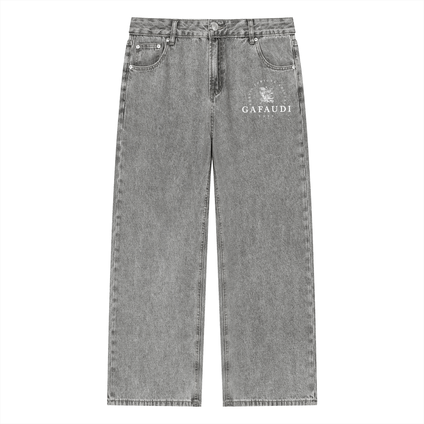 GAFAUDI Unisex Vintage Wash Straight Leg Jeans